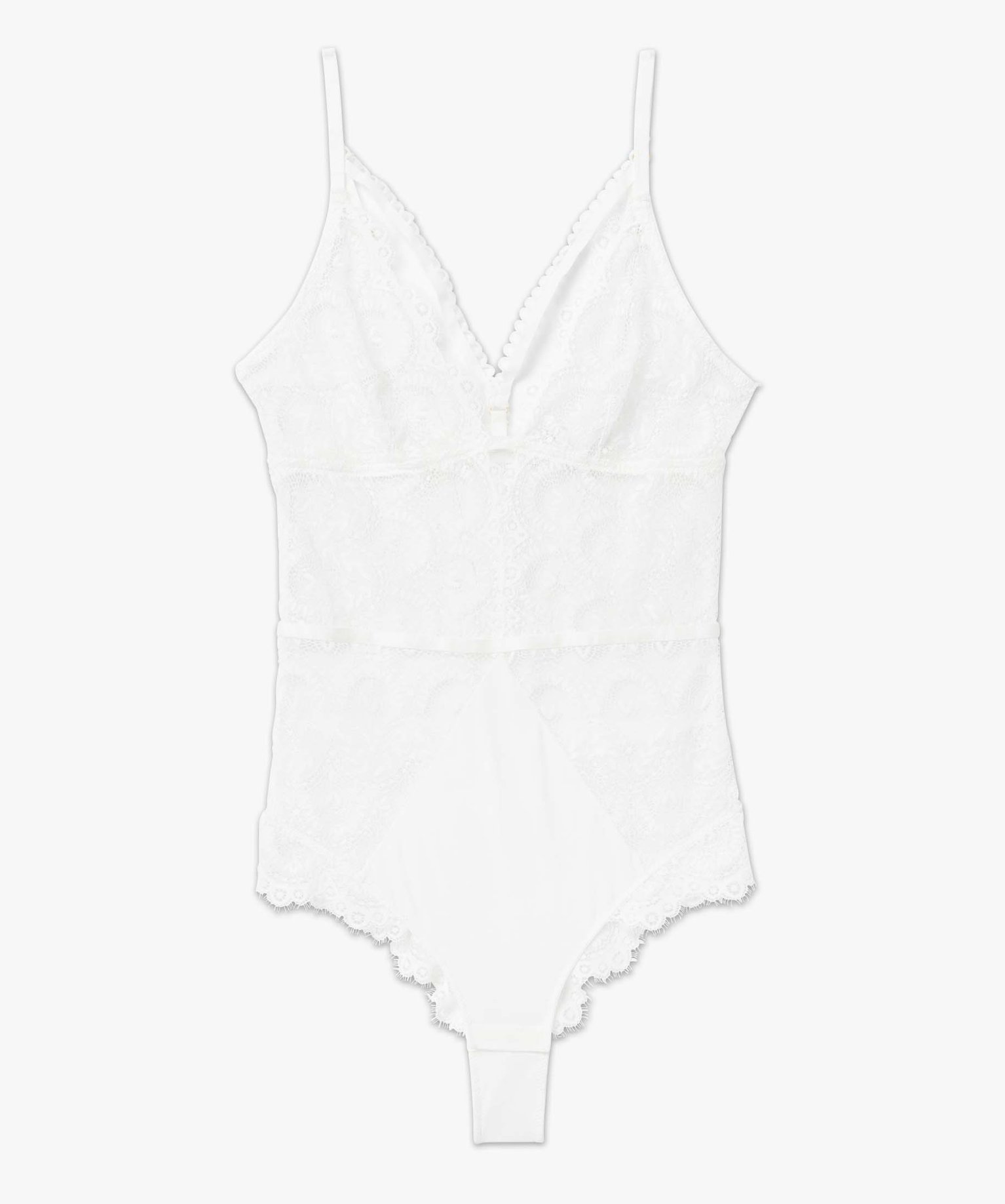 Body femme en dentelle et microfibre ecru | GEMO