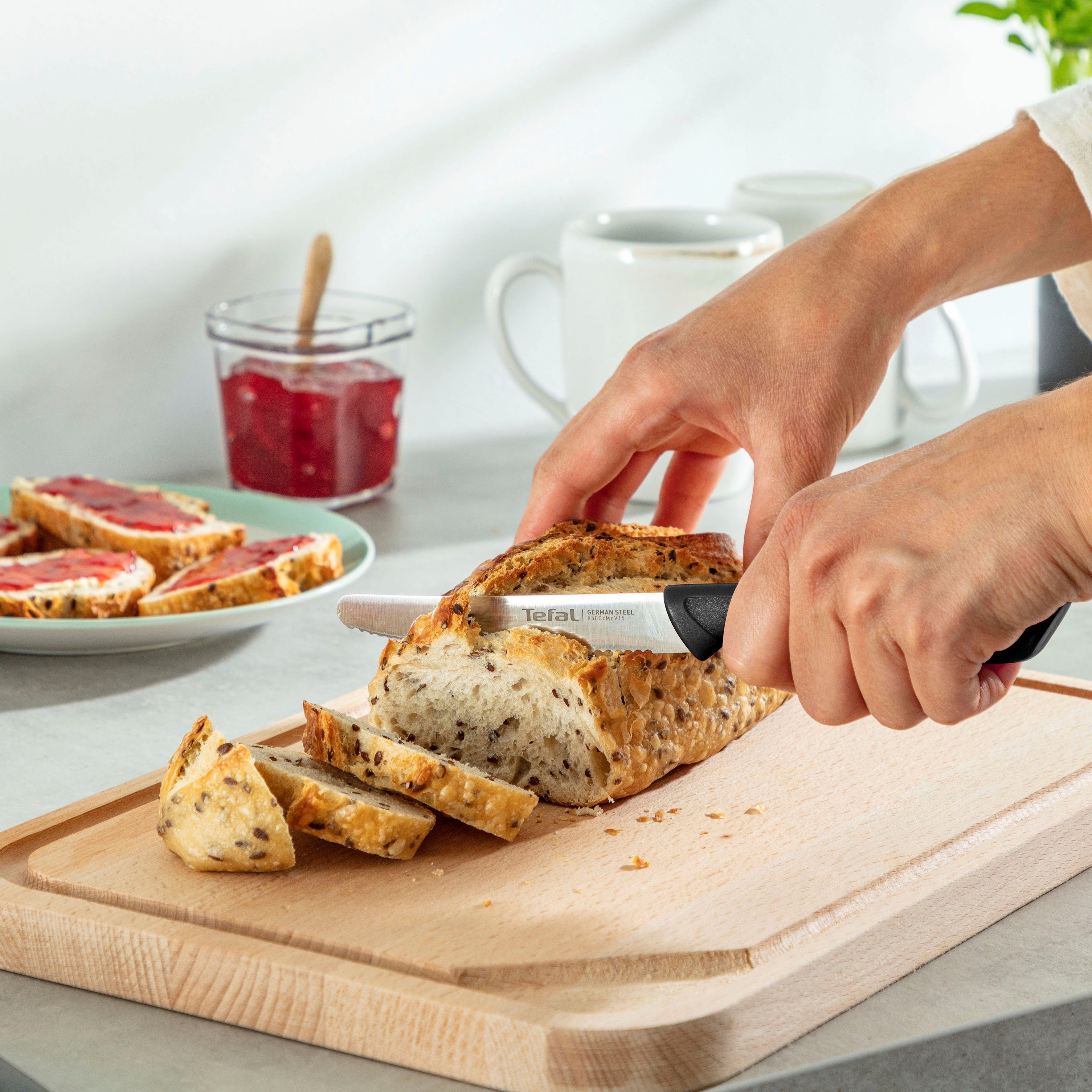 Tefal Messer-Set K2733S Colorfood (Set, 3-tlg), Edelstahl, korrosionsbeständig, ergonomisch, sicher