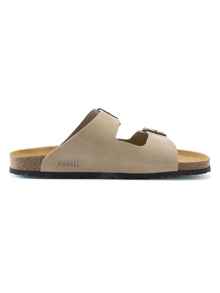 Mandel Leder-Pantoletten in Taupe günstig kaufen