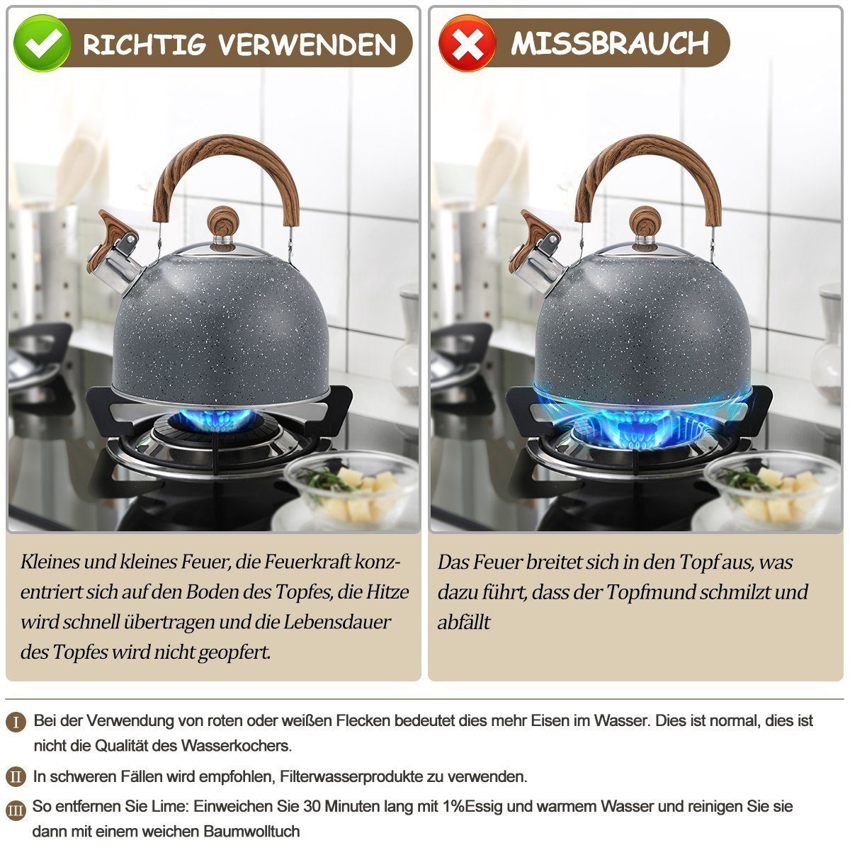 DOPWii Wasserkessel Flötenkessel,2.5L Edelstahl Wasserkocher Induktion