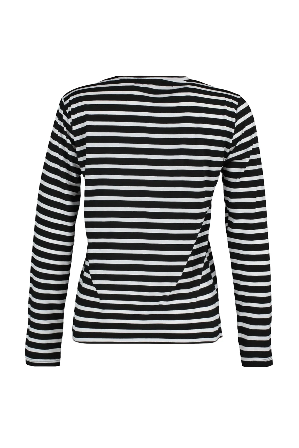 Trendyol Collection  Schwarz gestreiftes Basic-Strick-T-Shirt mit normalem/normalem Muster und Rundhalsausschnitt TWOAW23TS00002