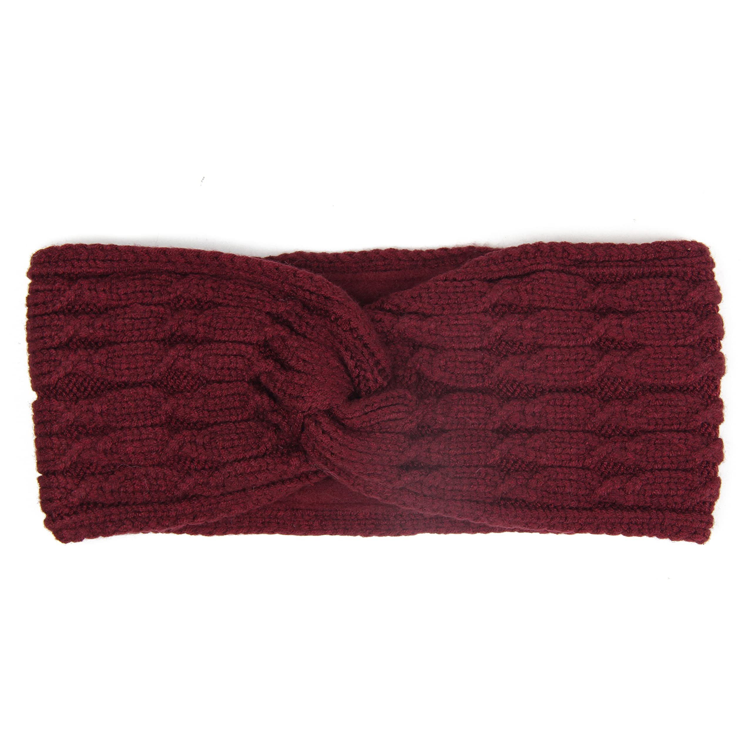 Frentree Stirnband Gefüttertes Warmes Damen Stirnband, Twist Desgin Haarband mit weichem Fleece Innenfutter, Mädchen Ohrenschützer Strick Schleife