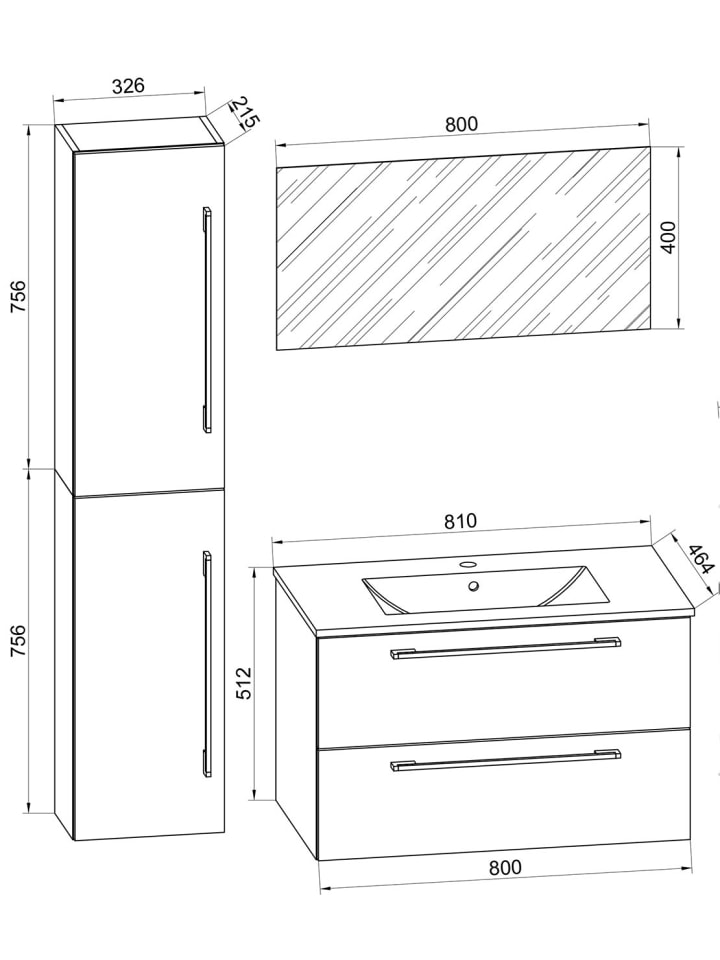 ebuy24 Badmöbelset Badinos80S Weiß 81 x 47 cm günstig kaufen onesize