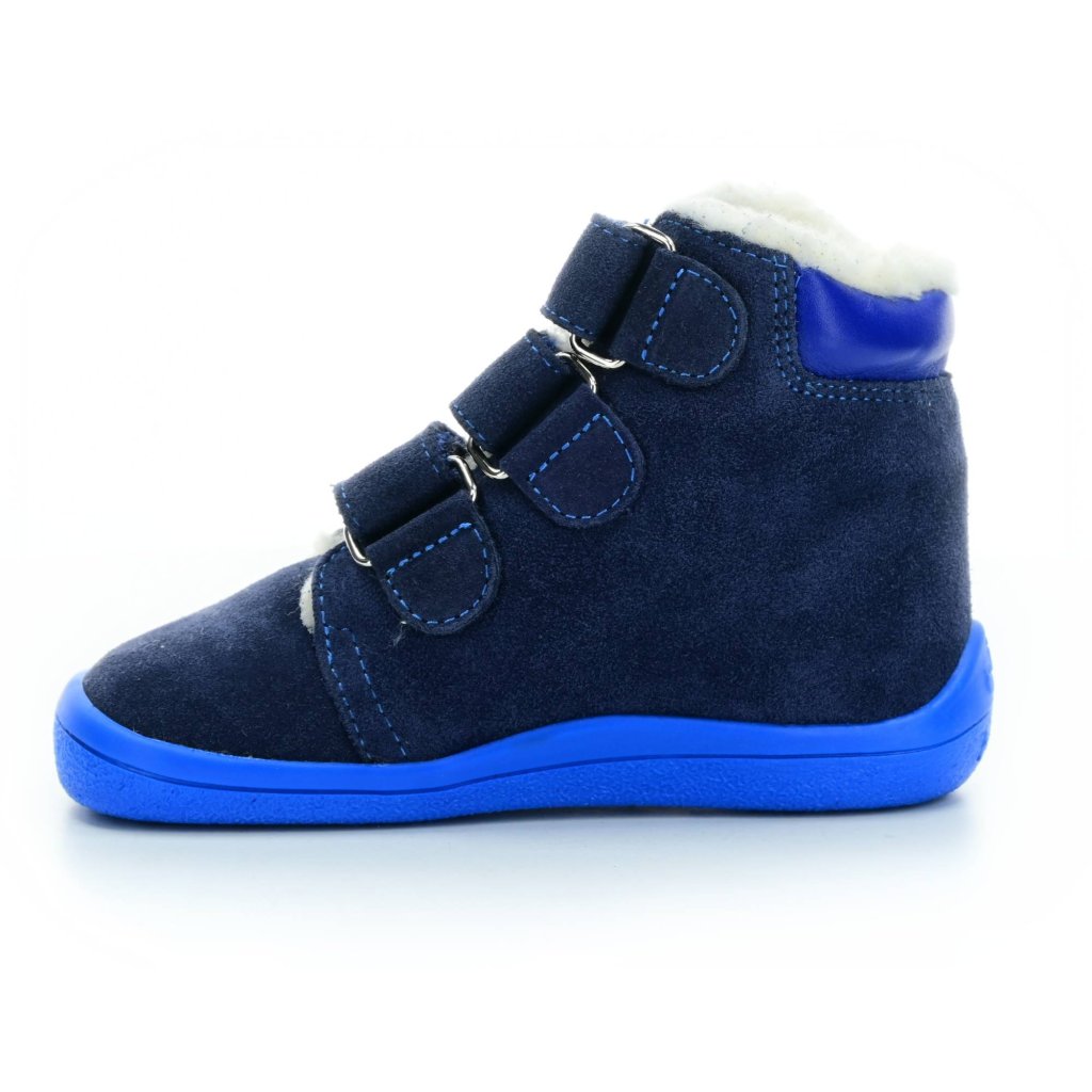 Beda Daniel mit Membran (BF 0001/ W/MK/Fell, höher) AD dunkelblaue Winter-Barfußstiefeletten