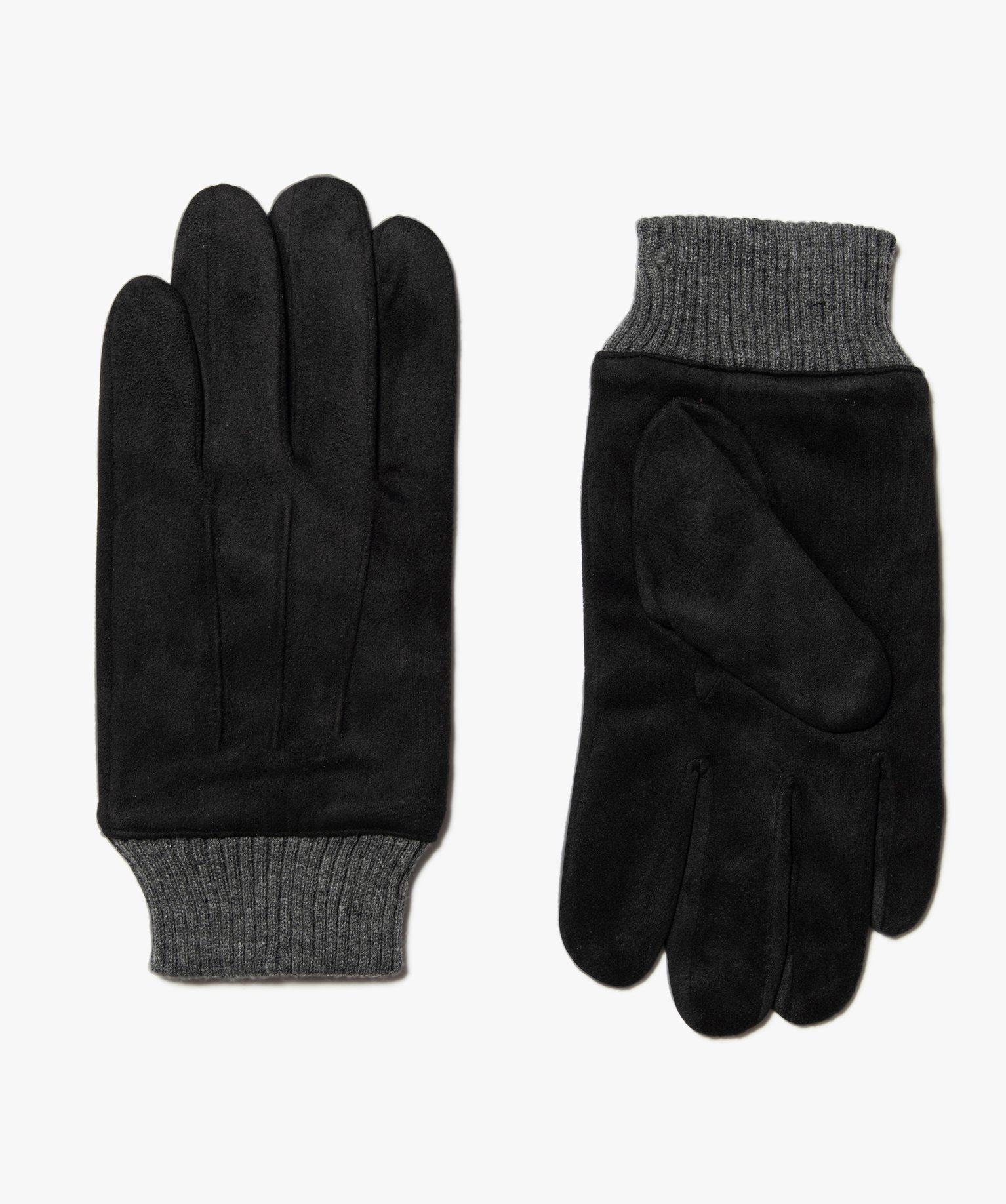 Gants homme en suédine unie noir | GEMO