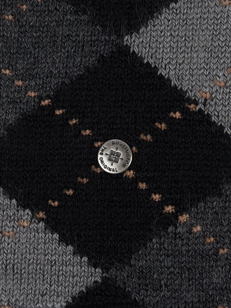 Socken mit Argyle-Muster Modell 'Whitby' in schwarz