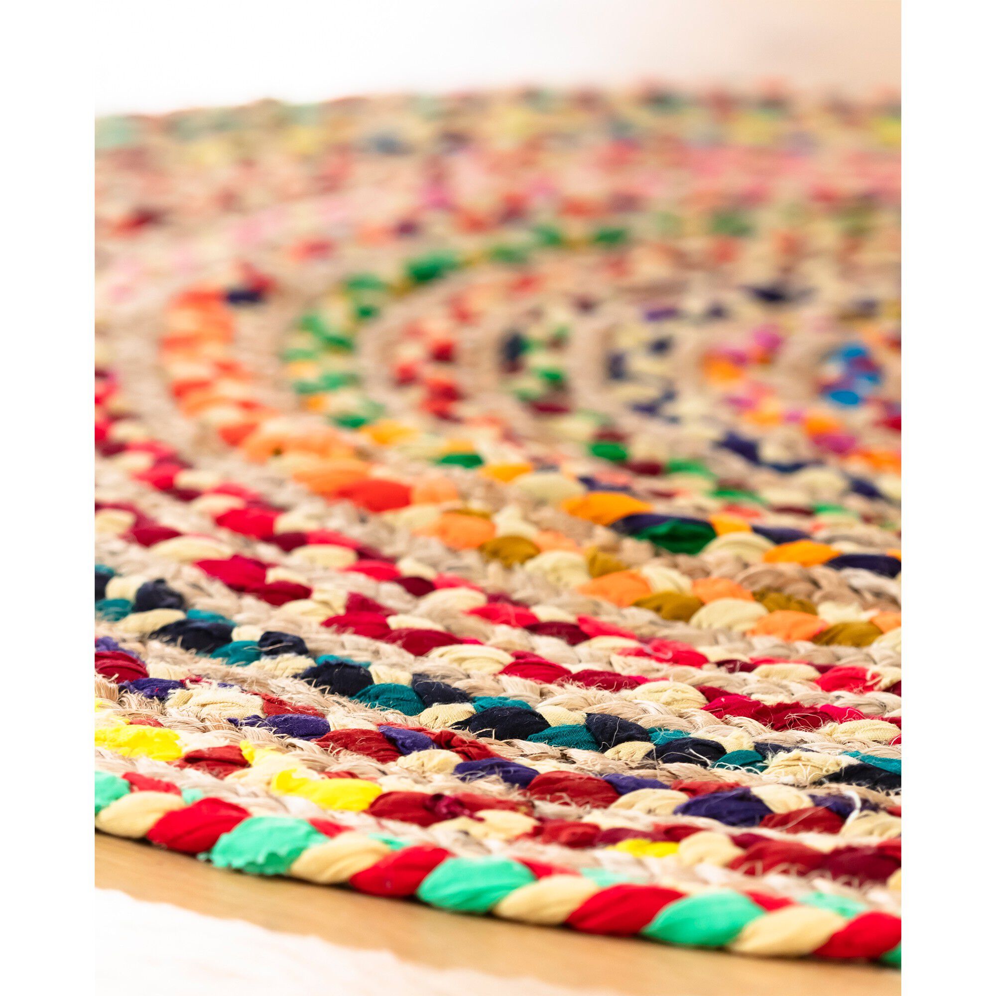 Tapis rond en jute et coton