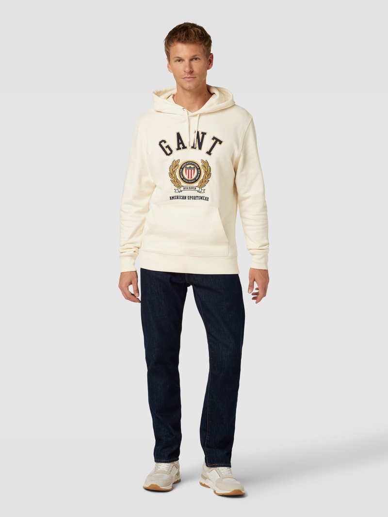 Hoodie mit Label-Stitching Modell 'CREST' in offwhite