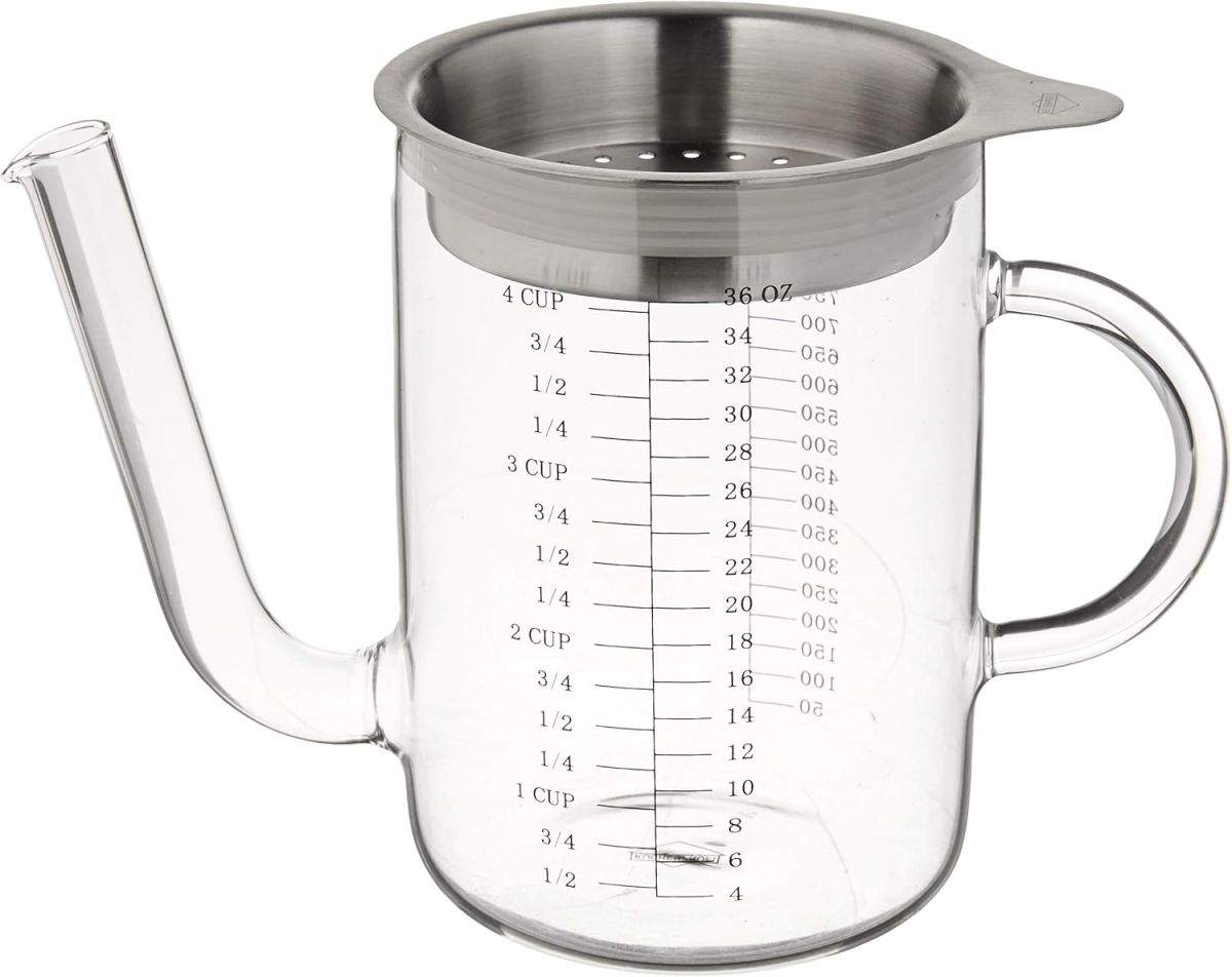 Küchenprofi Fett-Trennkanne 1 Liter, Aus Glas & Rostfreiem Edelstahl