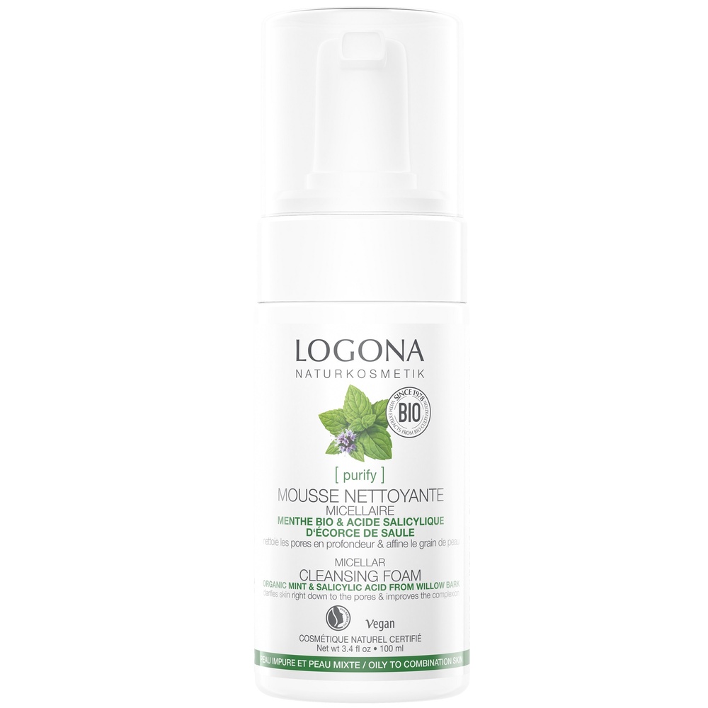 logona Mousse nettoy. menthe bio acide salicyl, 100ml Démaquillants
