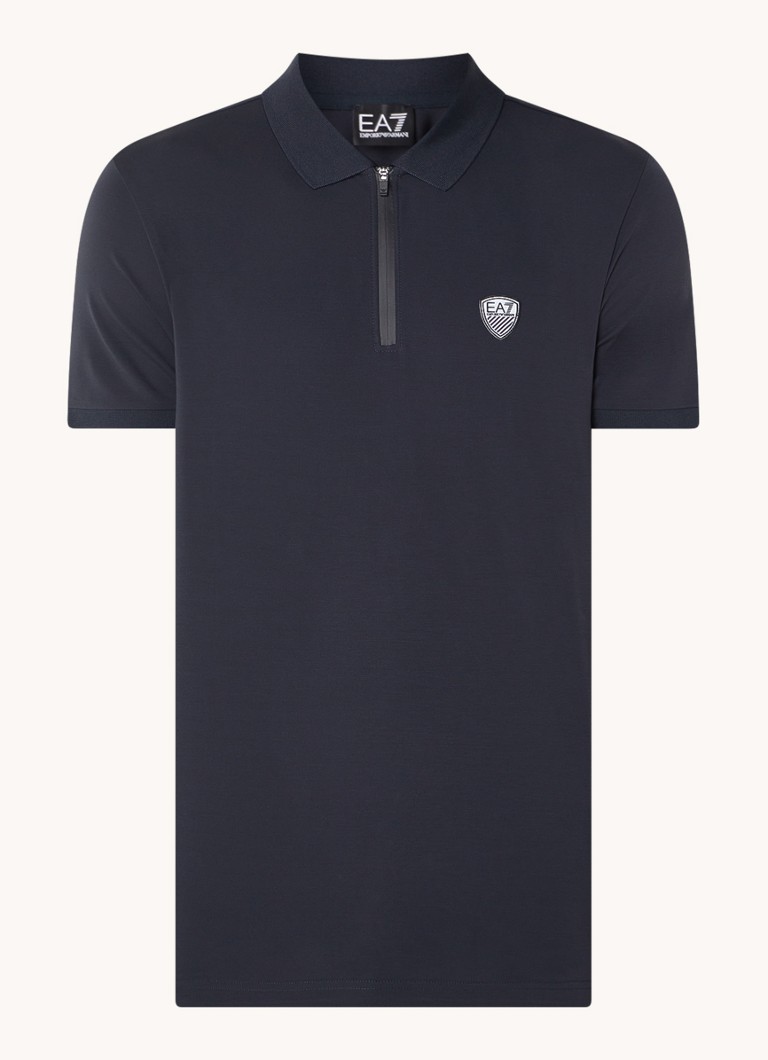 Polo Emporio Armani de corte regular com logotipo e meio zíper.