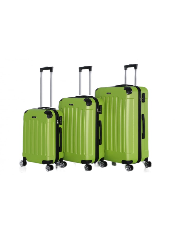 Cheffinger Reisekoffer Koffer 3 tlg Hartschale Trolley Set Kofferset Handgepäck in Grün günstig kaufen onesize