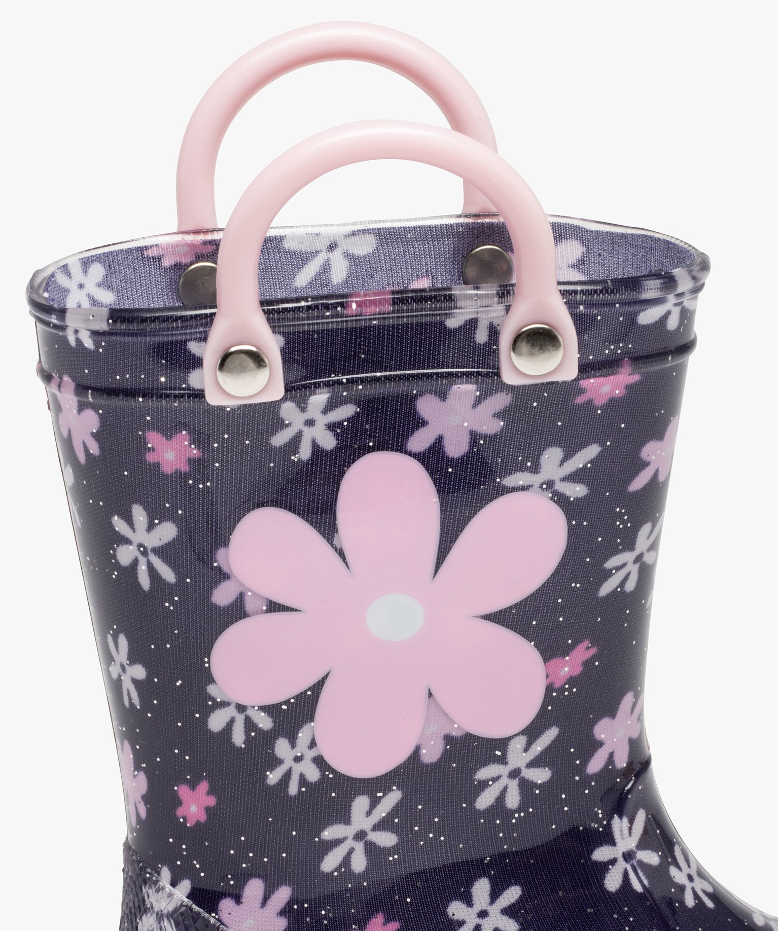 Bottes de pluie bébé fille à anses et semelle lumineuse marine | GEMO
