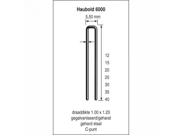 Capsă Haubold Fastener 503202 KL6035 CRVS seria 6000, lungime 35 mm, 5000 bucăți