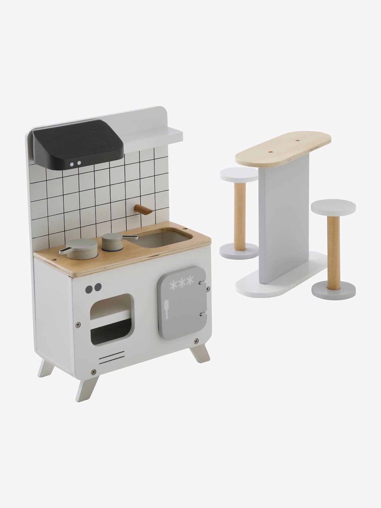 Mobilier de cuisine pour poupée mannequin en bois FSC® blanc