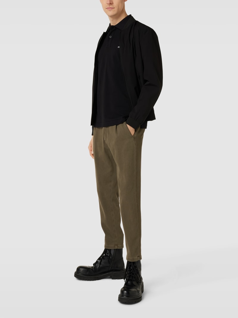 Poloshirt mit Label-Stitching in schwarz