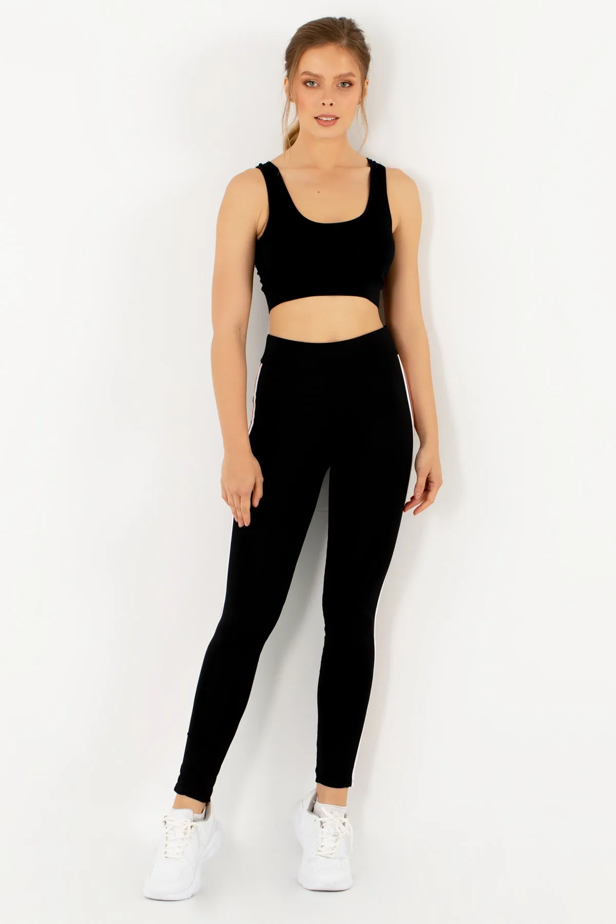 Doremi  Schwarze Active Sportive Doppelstreifen-Strumpfhose für Damen