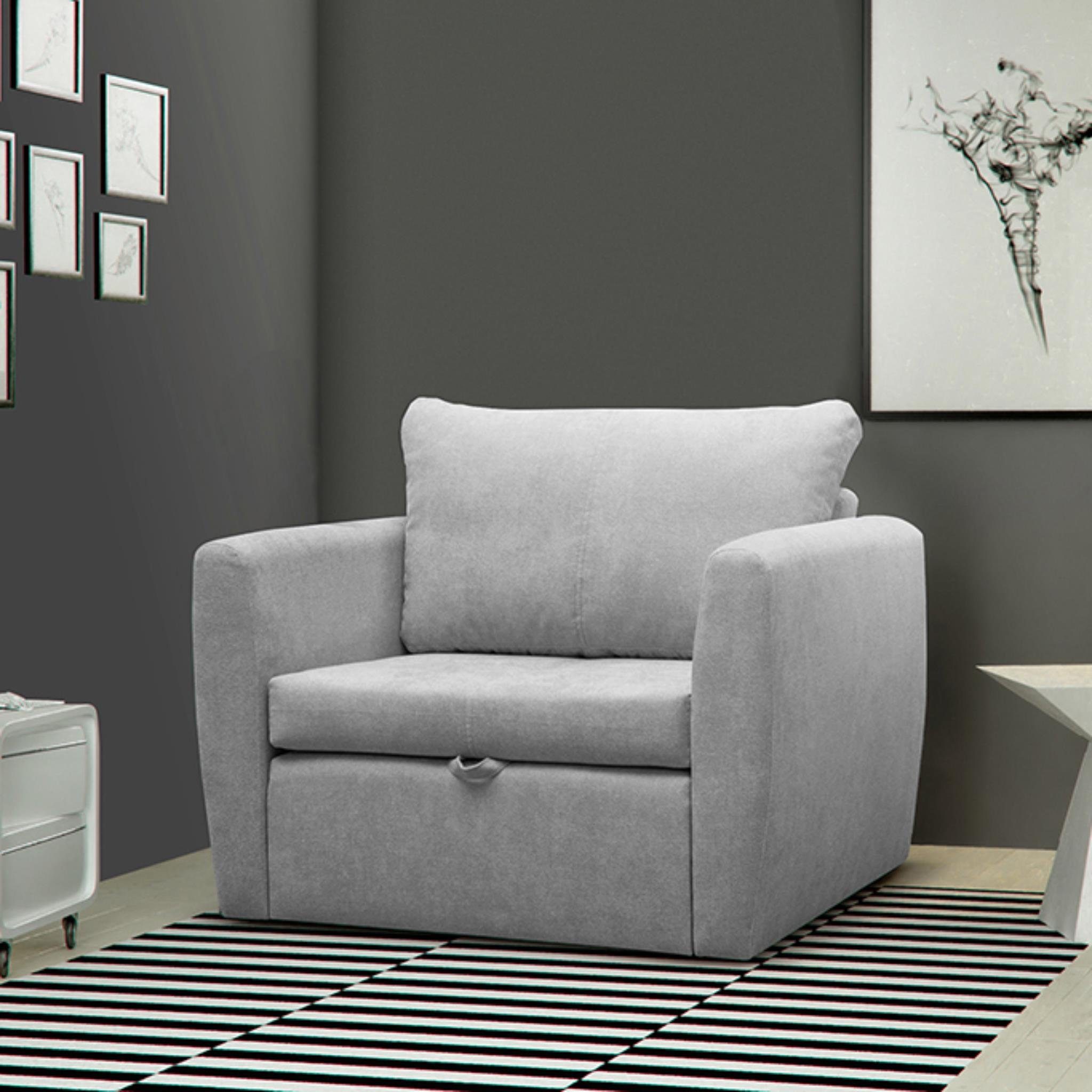 Beautysofa Relaxsessel Kamel (Modern 1-Sitzer Sofa, Wohnzimmersessel), mit Schlaffunktion, Bettkasten, Polstersessel
