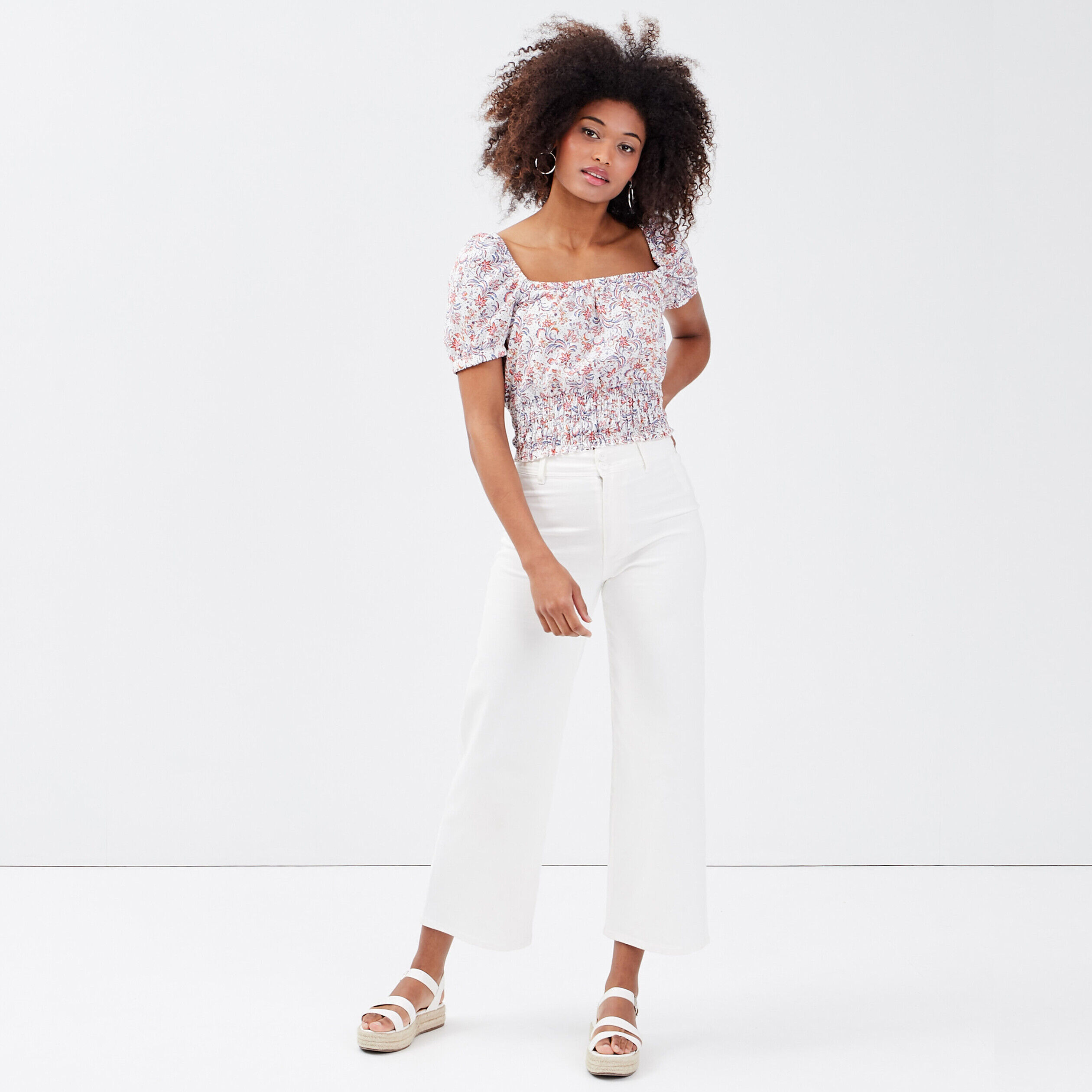 Blouse manches courtes blanc femme | Cache Cache