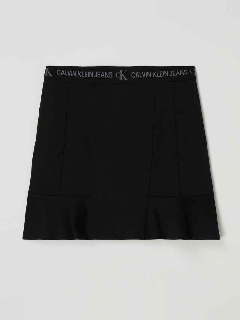 Minirock mit Logo-Bund  in schwarz