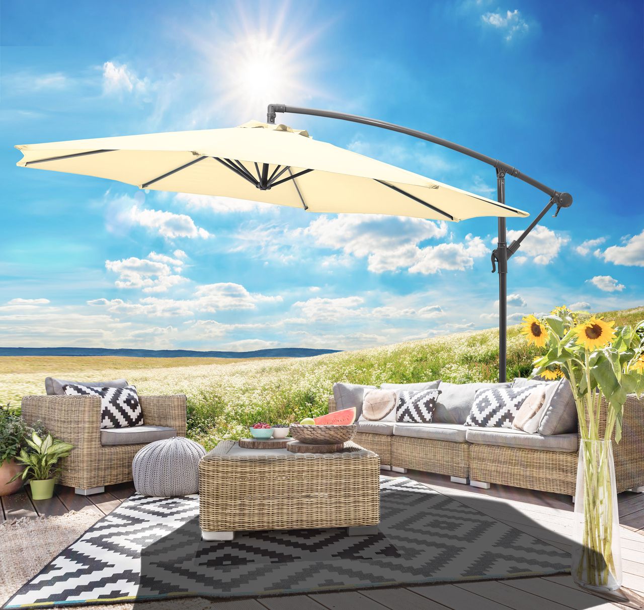 Gartenfreude Ampelschirm, 300 cm, creme