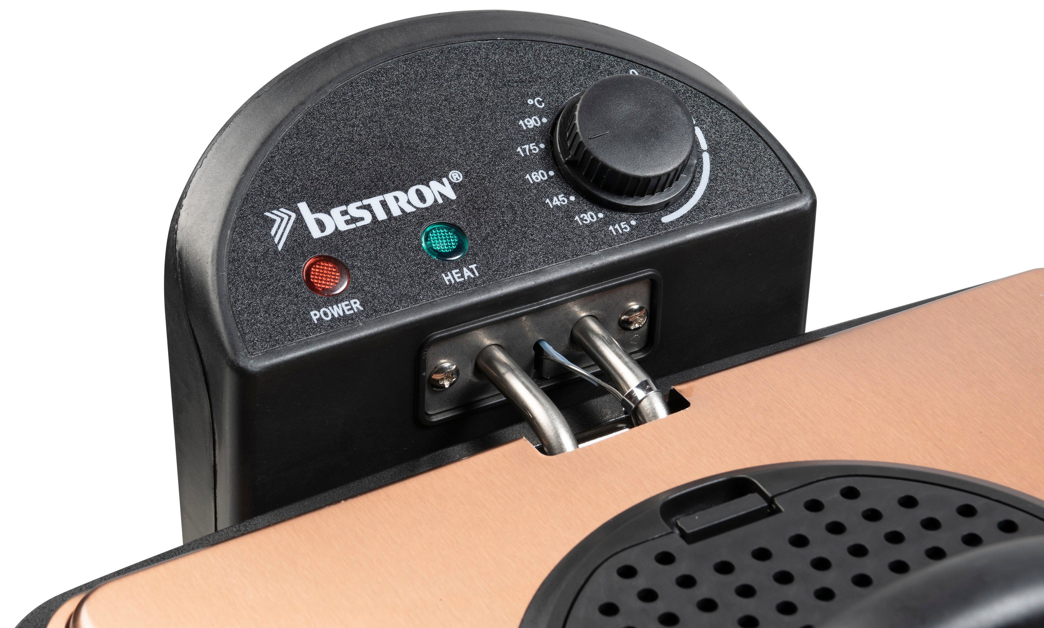 bestron Fritteuse DF402CO XL, 2000 W, 3 Körben, Kaltzonentechnologie, Ölbehälter herausnehmbar, 4 L