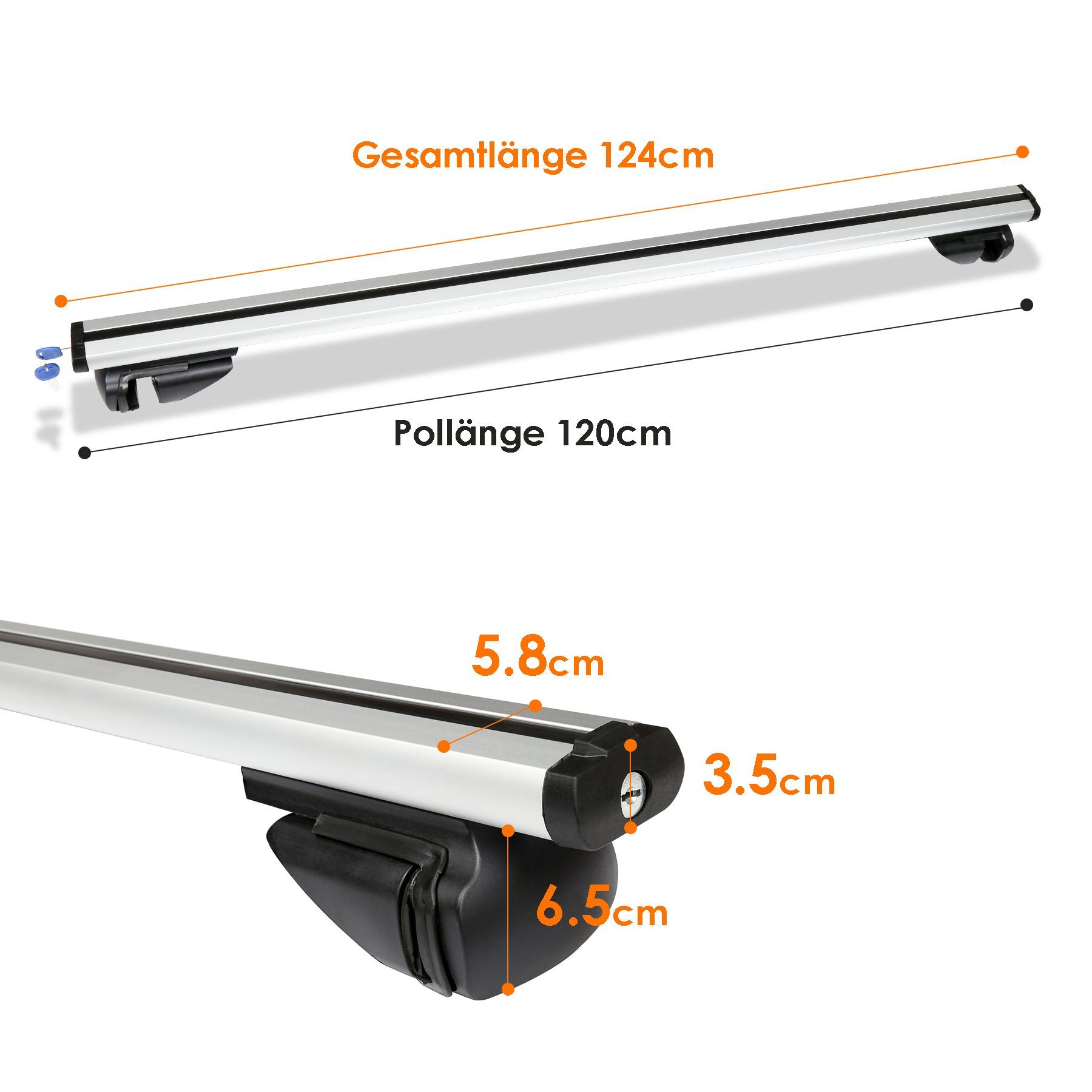 Clanmacy Relingträger Dachträger Universal Aluminium Abschließba Relingträger bis 150 kg (1-St)