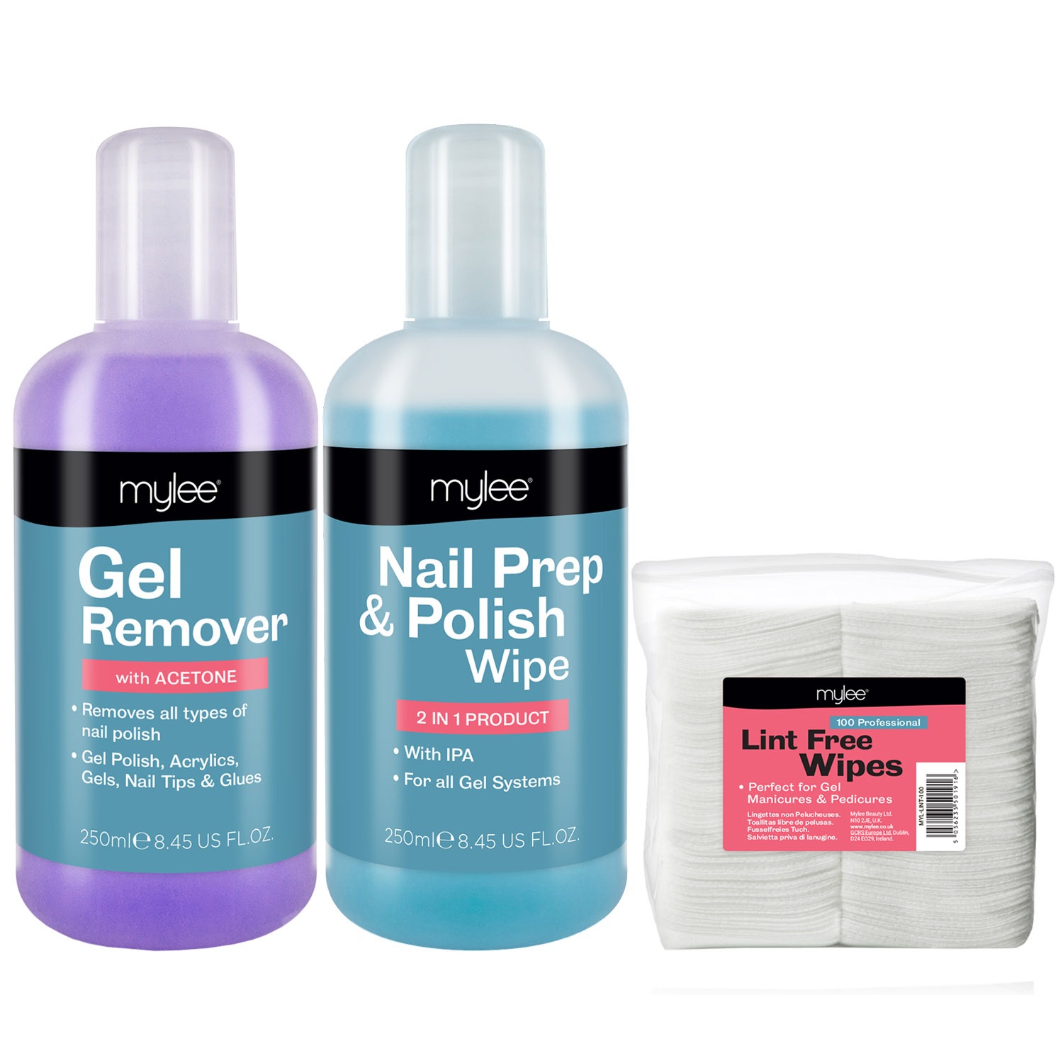 Gel Set mit Prep & Wipe. Remover und fusselfreie Pads