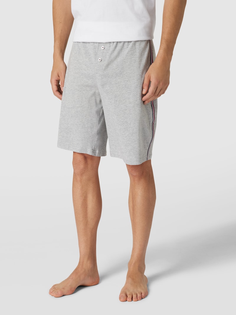 Pyjama-Shorts mit Logo-Stitching in hellgrau
