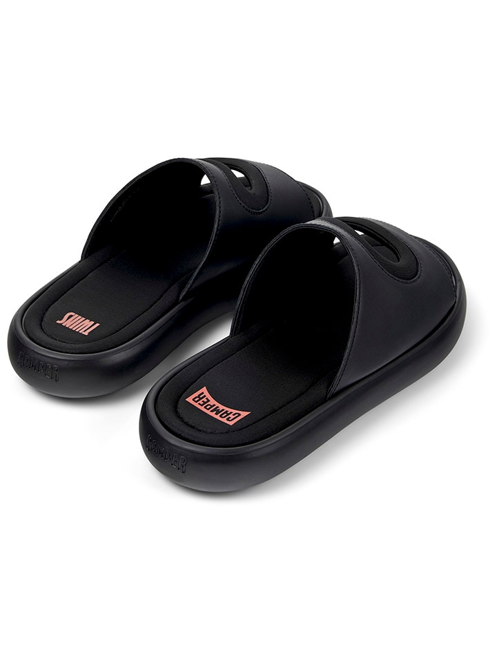 Camper Leder-Pantoletten in Schwarz günstig kaufen