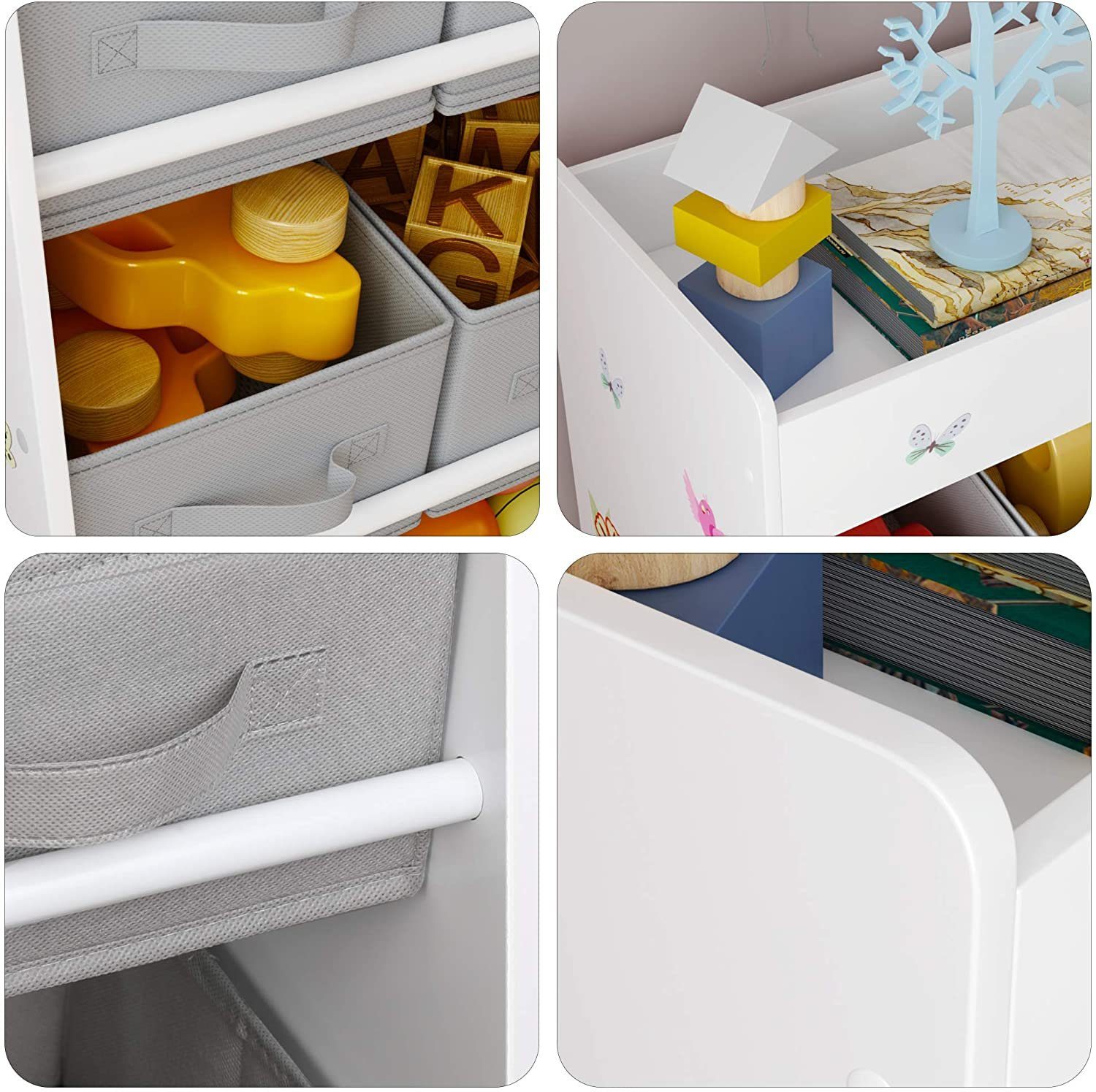 HOMECHO Spielzeugtruhe, Spielzeugregal Bücherregal Kinderzimmer mit 9 boxen