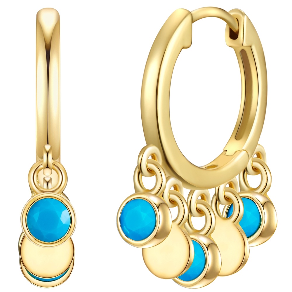 Glanzstücke München Créoles en argent Argent sterling Turquoise en Or jaune Boucles d'oreilles