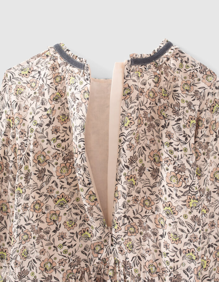 Robe beige imprimé fleurs fille
