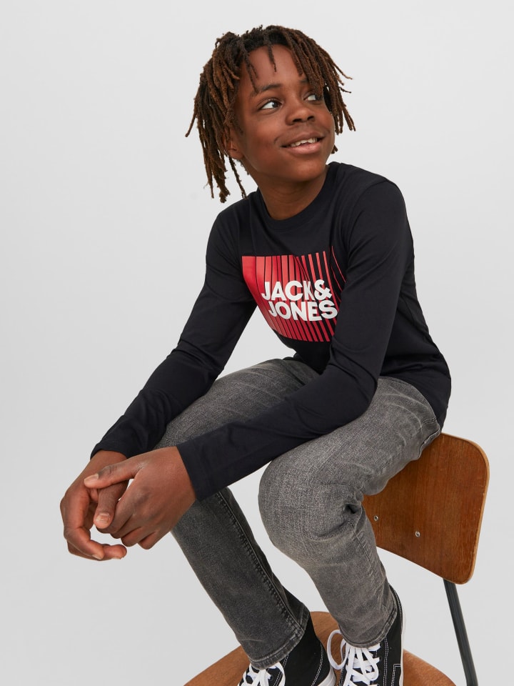 JACK & JONES Junior Langarmshirt in black günstig kaufen