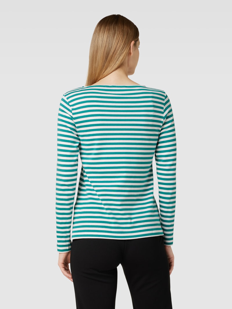 Longsleeve mit Streifenmuster in petrol