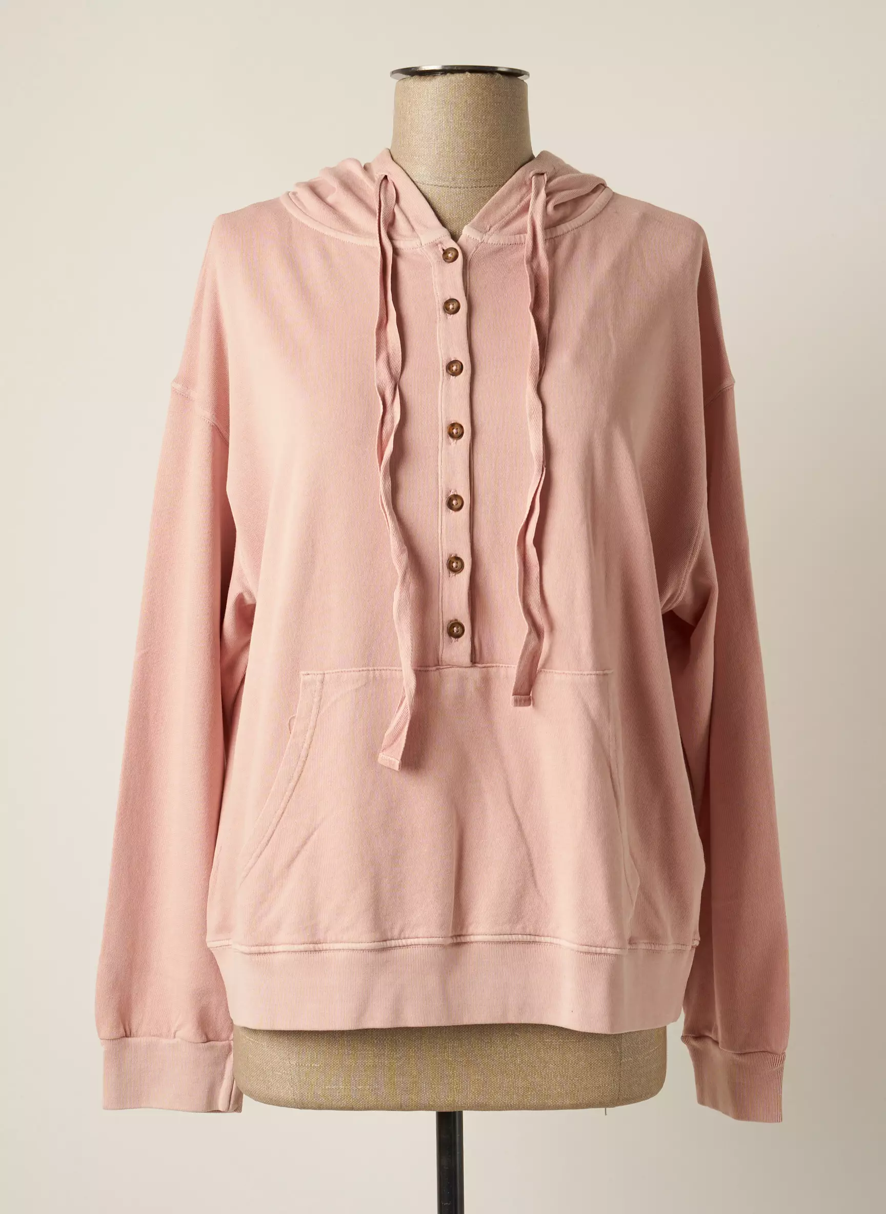 Yerse Sweat Capuche Femme couleur rose