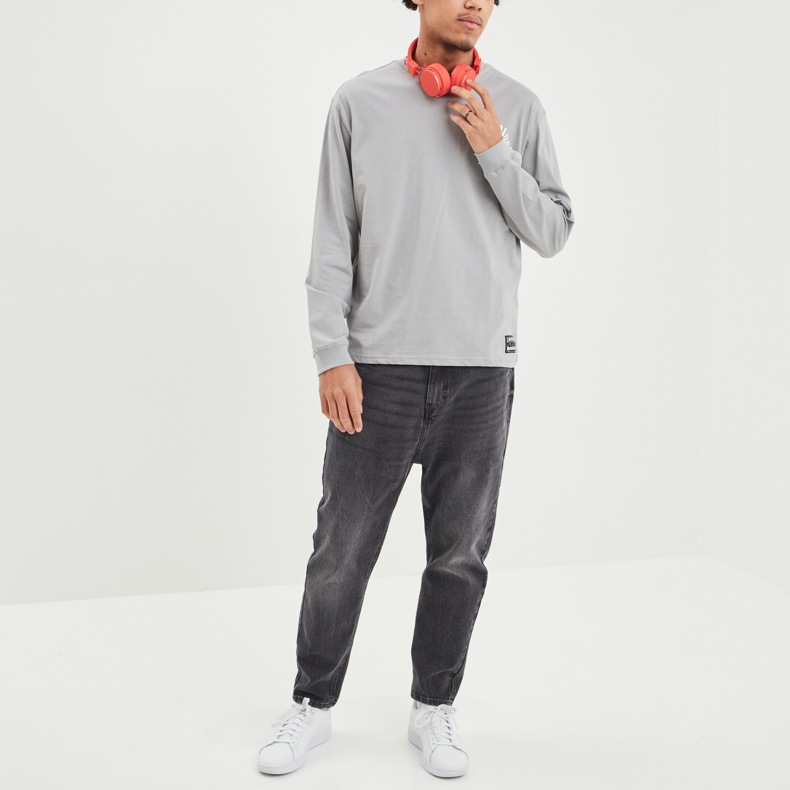 T-shirt manches longues gris clair homme | La Halle