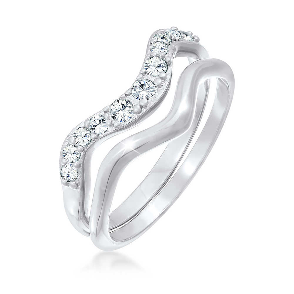 Elli Elli Bague Bagues superposées pour femmes - Ensemble de 2 bagues courbes avec cri Bague