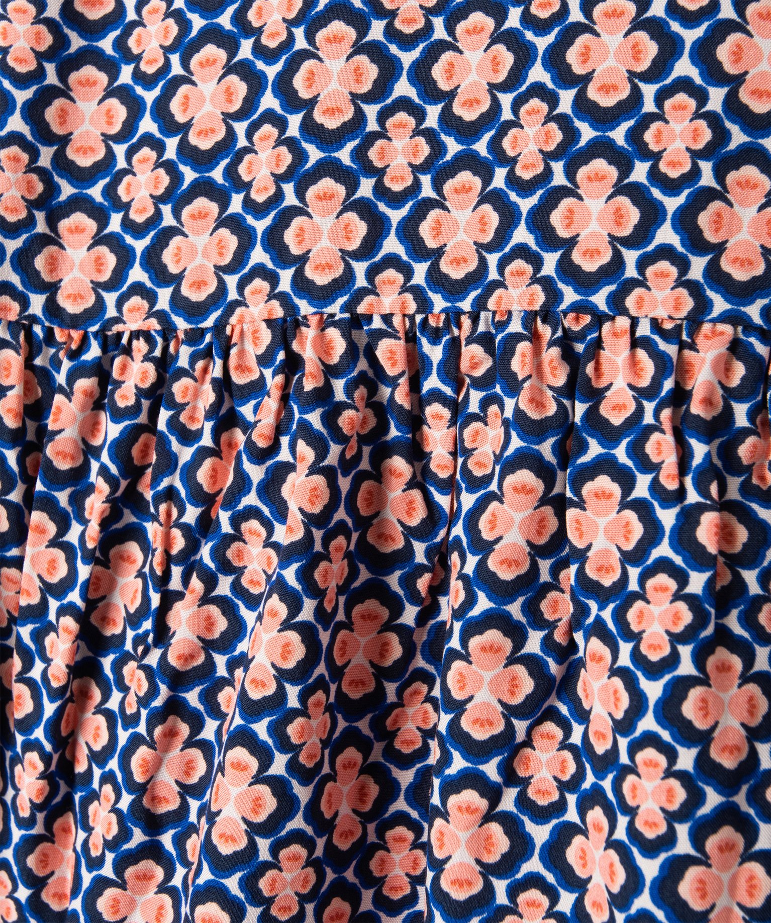 Blouse fille coupe empire à manches longues et motifs bleu | GEMO