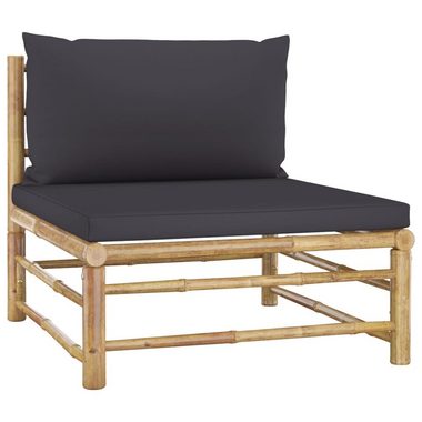 vidaXL Loungesofa 2-tlg. Garten-Lounge-Set mit Kissen Dunkelgrau Bambus, 1 Teile
