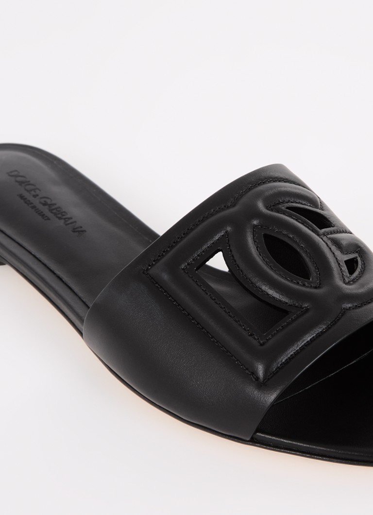 Papuče od teleće kože Dolce & Gabbana s logotipom