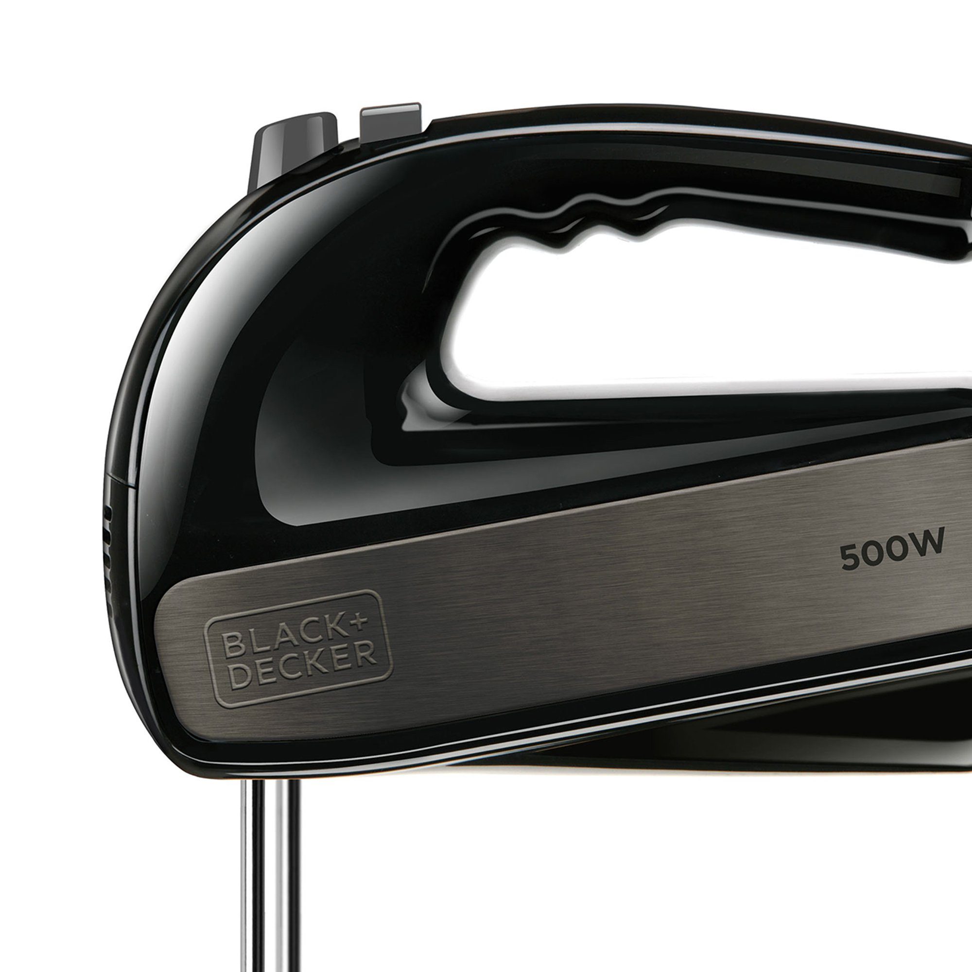 Black & Decker Handmixer BXMX500E, 500 W, 5 Leistungsstufen + Turbo, Edelstahl-Schwarz