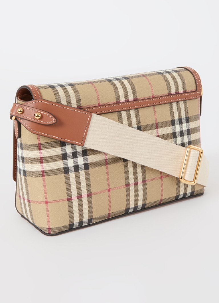 Burberry Note -keskikokoinen olkalaukku vasikannahkaisilla yksityiskohdilla