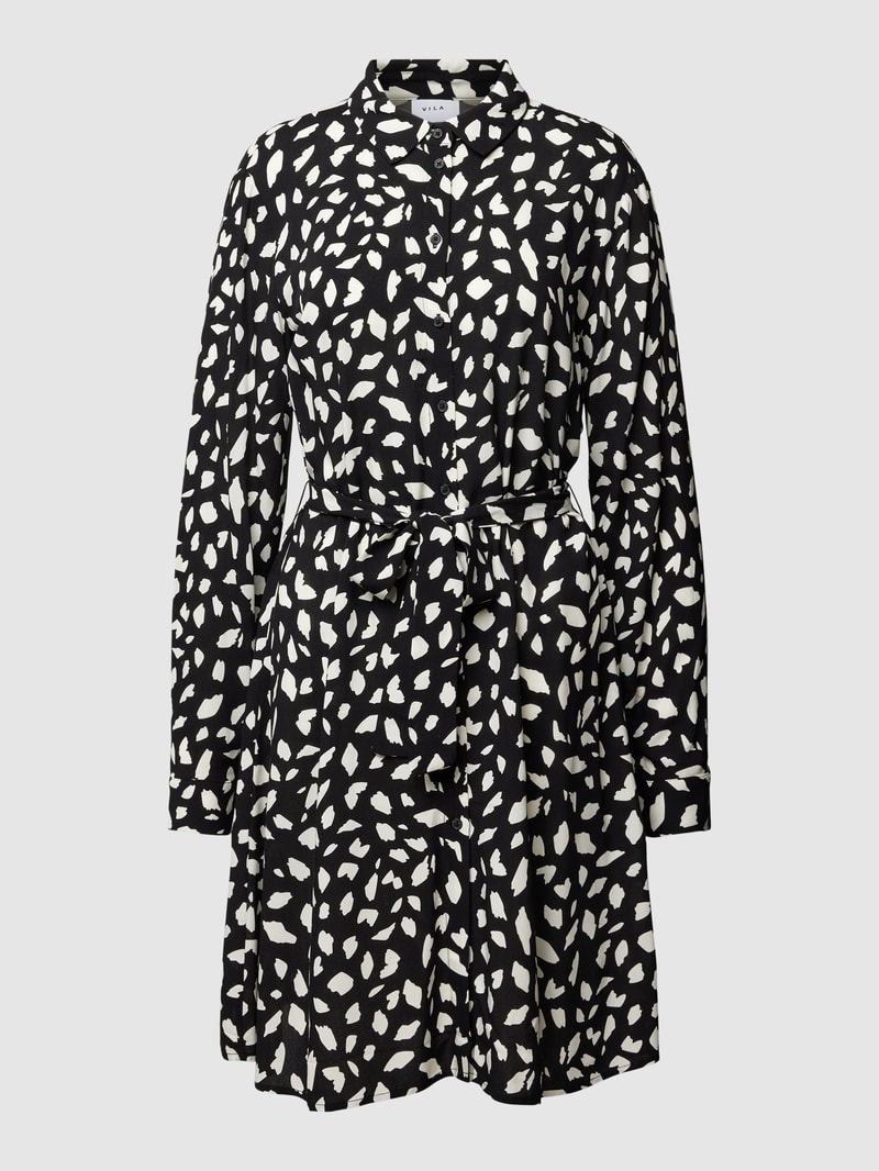 Knielanges Kleid mit Allover-Muster Modell 'paya' in schwarz