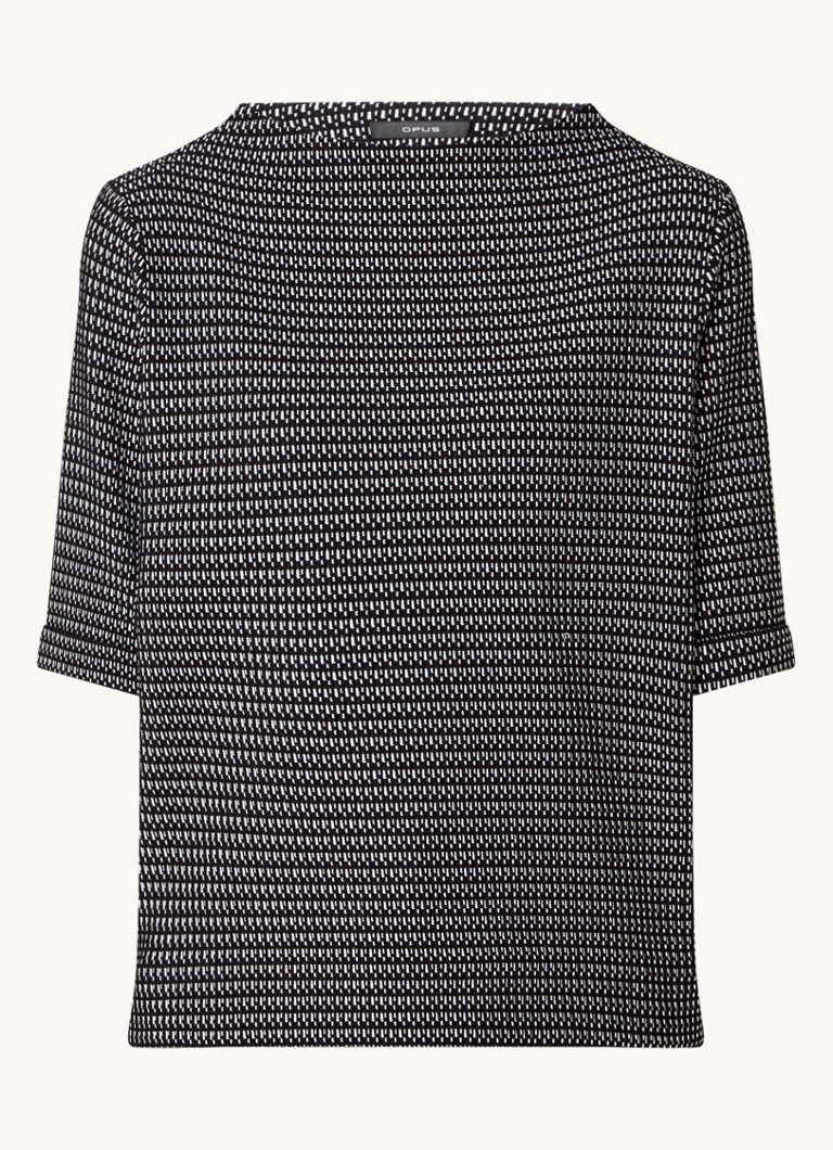 OPUS  Gadeni top met print en boothals