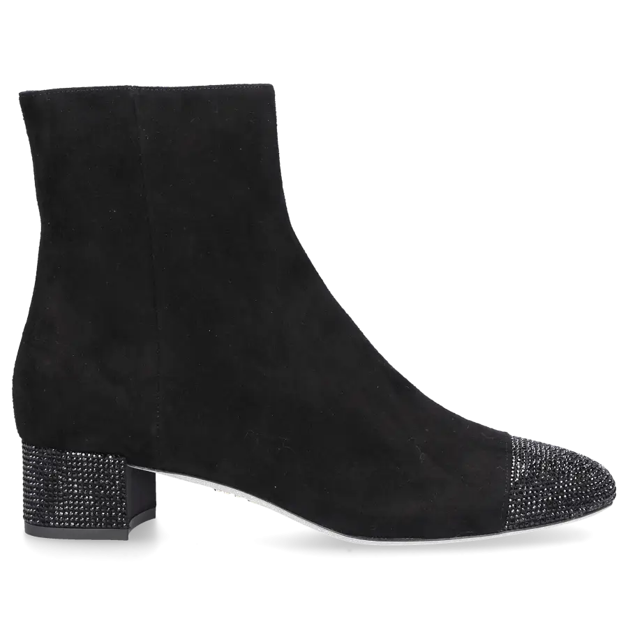 Rene Caovilla - Klassische Stiefeletten RHINESTONE 40 Veloursleder - schwarz