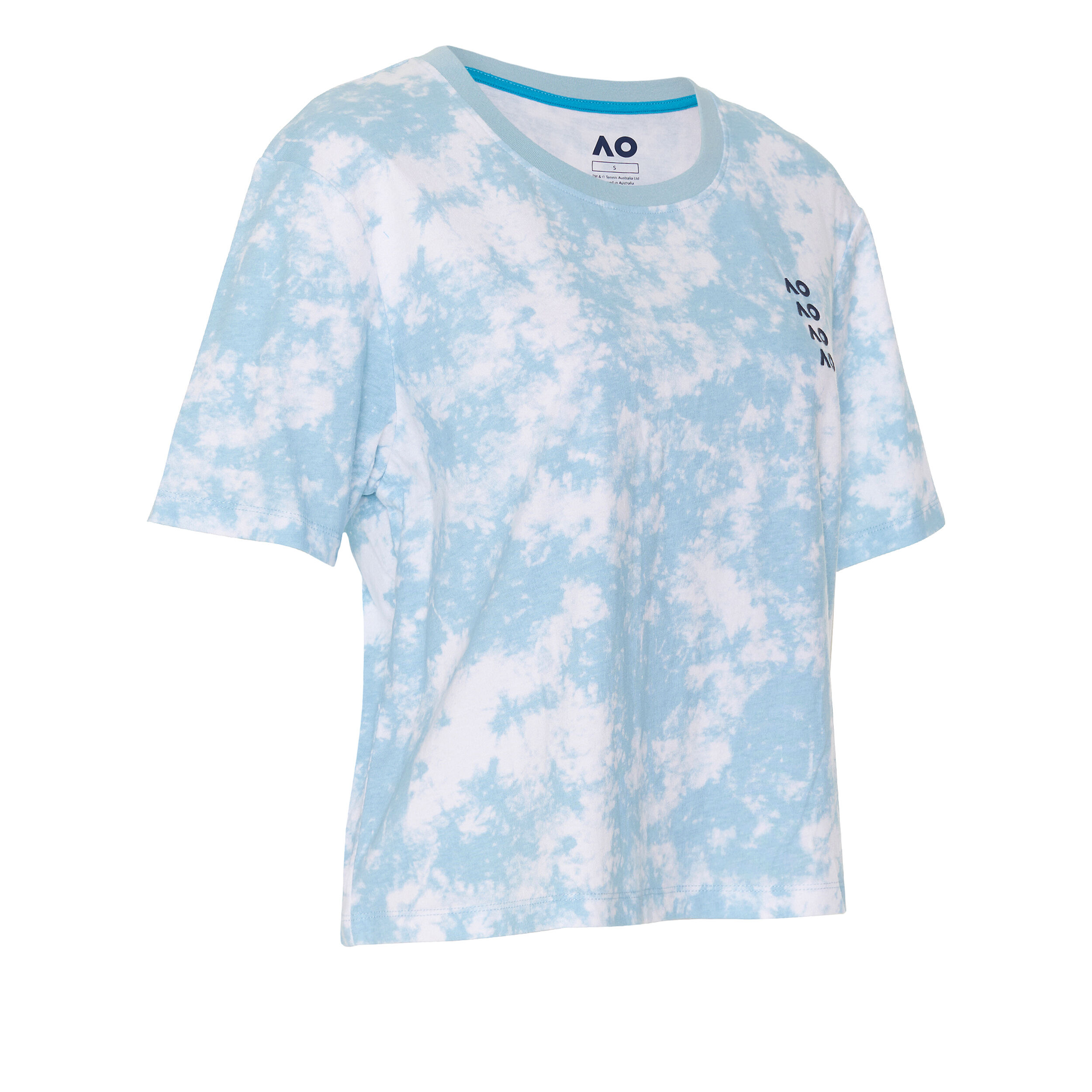 AO Tie Dye Cropped T-Shirt Damen - Hellblau, Weiß