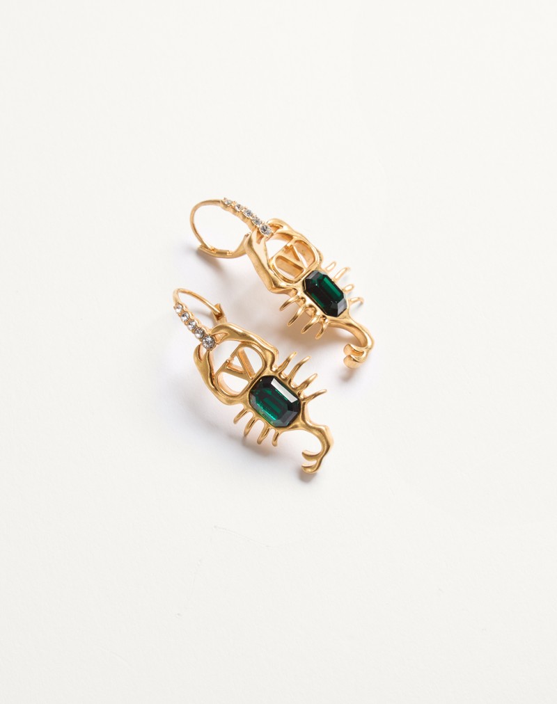 Boucles d'oreilles Gardienne en métal, cristaux et verre