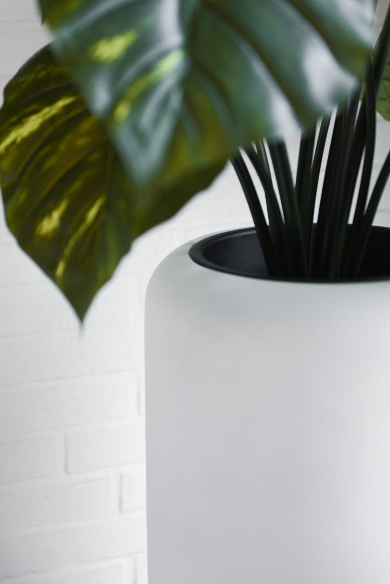 VIVANNO Pflanzkübel Pflanzgefäß Bodenvase Fiberglas MERA Weiß Matt - 35x95 cm