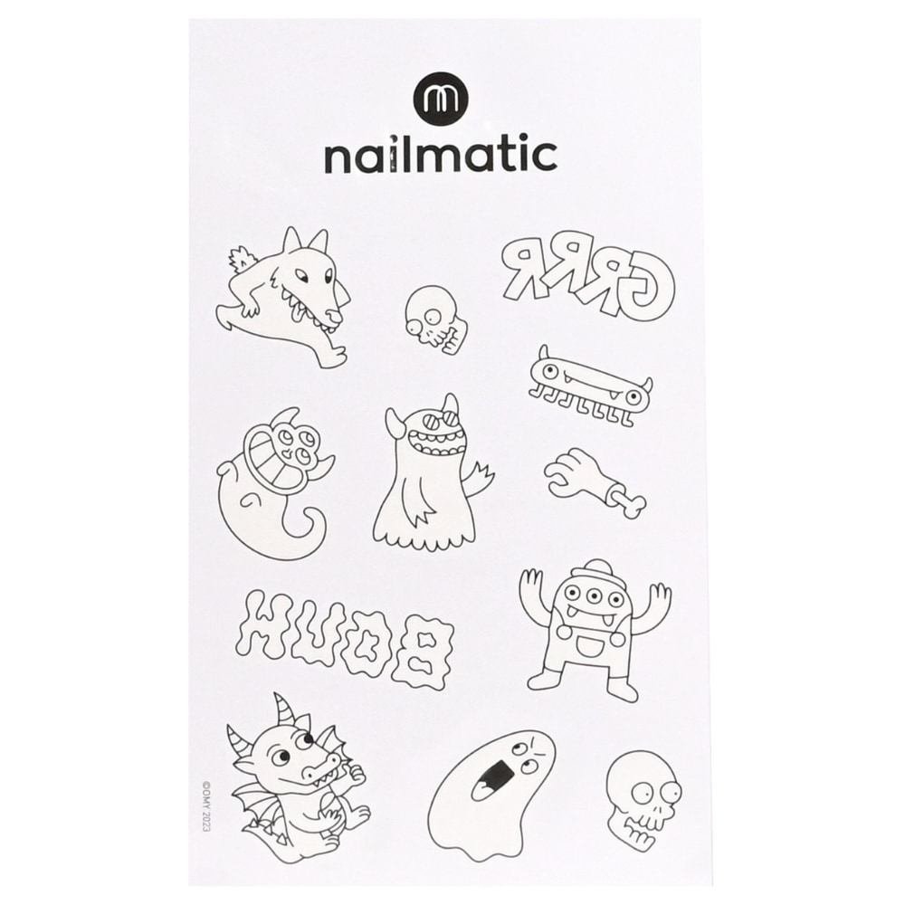 nailmatic Planche de tatouageà colorier Monsters Tatouages éphémères à colorier